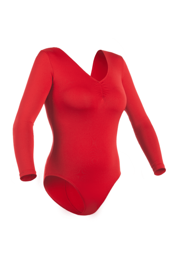Maillot de flamenco manga larga rojo