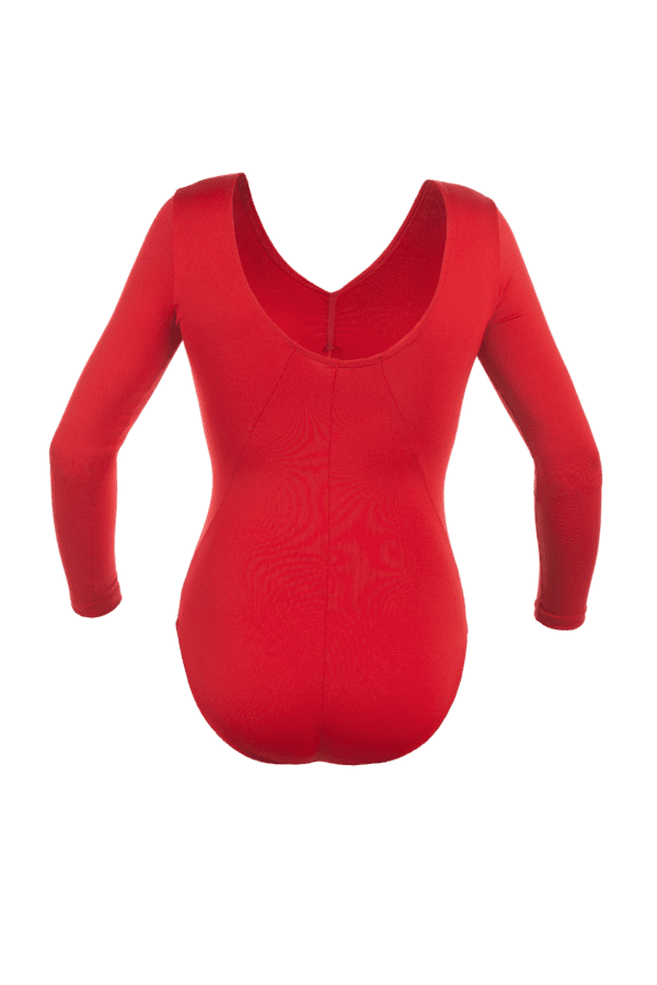 Maillot de flamenco manga larga rojo espalda