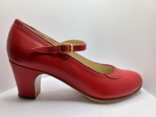 Zapatos de flamenco profesionales Neus Ancho especial Piel Rojo