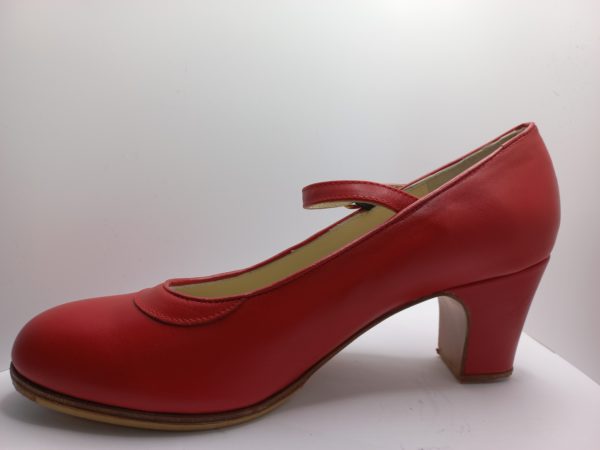 Zapatos de flamenco profesionales Neus. Ancho especial Piel Rojo
