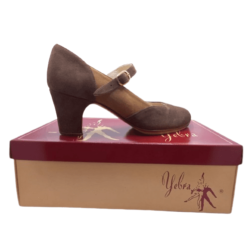 Zapatos de flamenco profesionales Isabel, ante caña y marrón