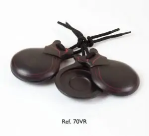 Castañuelas profesionales fibra negra doble caja veta roja