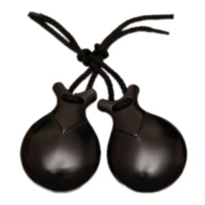 Castañuelas profesionales de fibra negra. Realizadas de forma artesanal. Con fibra de vidrio que consigue un sonido espectacular.