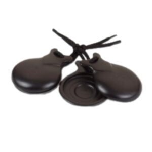Castañuelas profesionales de fibra negra doble caja. Genuinas castañuelas españolas, hechas a mano. Gran dureza y alta calidad de sonido.