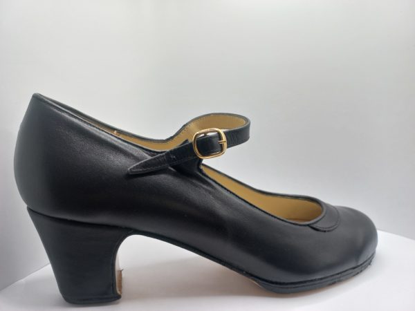 Zapatos de flamenco profesionales Neus, piel negro, tacón bajo