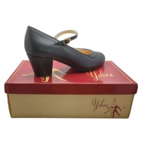 Zapatos de flamenco profesionales Carmen piel negro tacón cubano