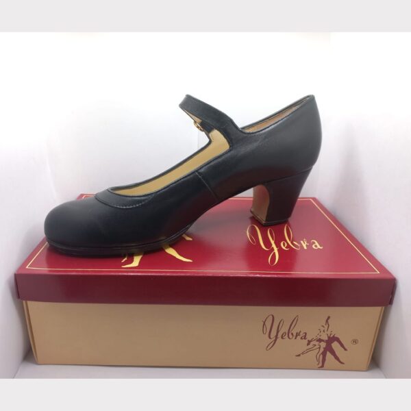 Zapatos de flamenco profesionales Carmen, piel negro, tacón bajo