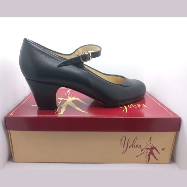 Zapatos de flamenco profesionales Carmen, piel negro, tacón bajo