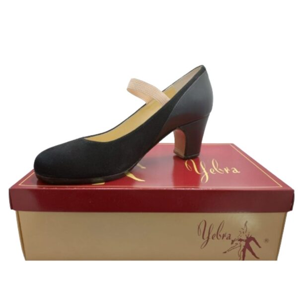 Zapatos de flamenco profesionales María. De ante y piel de primera calidad. Tacón normal (6,5cms)