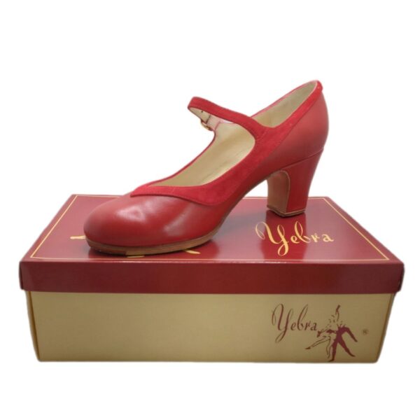 Zapatos de flamenco profesionales Lara Nº37 piel y ante rojo