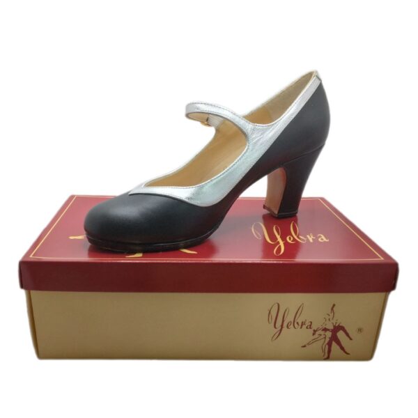 Zapatos de flamenco profesionales Lara Nº37 piel negro y plata