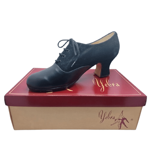 Zapatos de flamenco profesionales Nuria , piel y ante negro