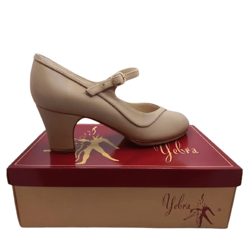Zapatos de flamenco profesionales Lara, piel beige