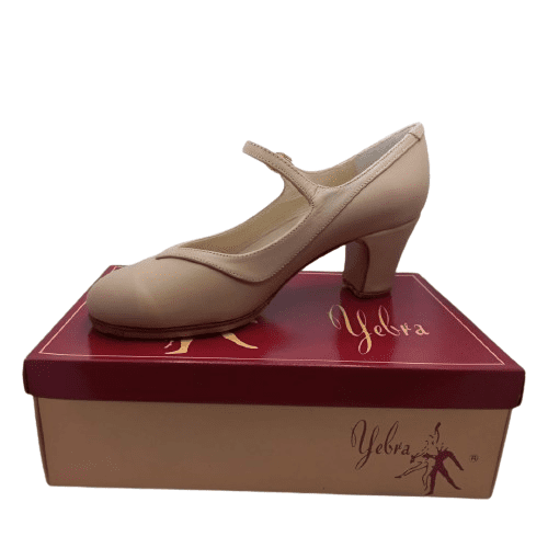 Zapatos de flamenco profesionales Lara, piel beige