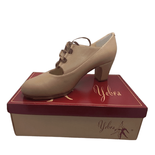 Zapatos de flamenco profesionales Cristina, piel maquillaje