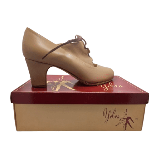 Zapatos de flamenco profesionales Cristina, piel maquillaje