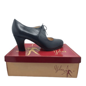 Zapatos de flamenco profesionales Lazo, piel negro, tacón alto (7,5cm)