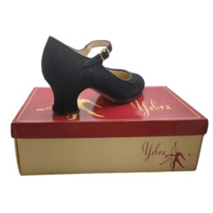 Zapatos de flamenco profesionales Carmen ante negro tacón carrete