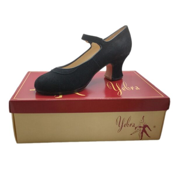 Zapatos de flamenco profesionales Carmen ante negro tacón carrete
