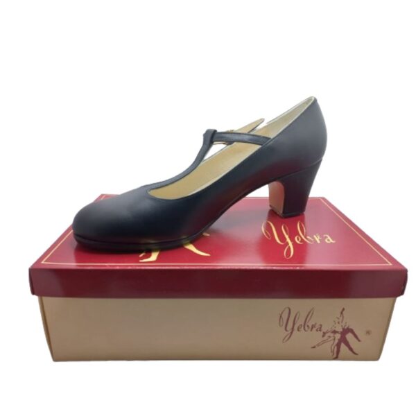 Zapatos de flamenco profesionales Teresa, en piel, color negro, tacón bajo (5,5cm).