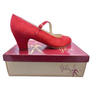 Zapatos de flamenco profesionales Raquel ante rojo, ancho especial