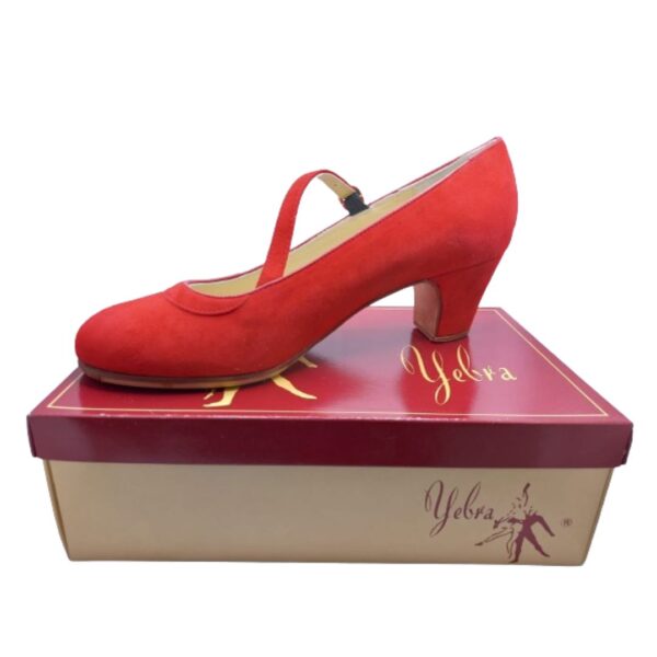 Zapatos de flamenco profesionales Raquel ante rojo, ancho especial