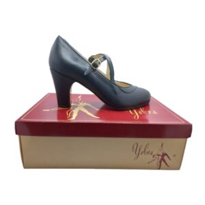 Zapatos de flamenco profesionales Ana en piel negro, tacón alto (7,5cm)