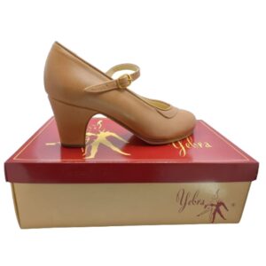 Zapatos de flamenco Neus, piel maquillaje, tacón normal