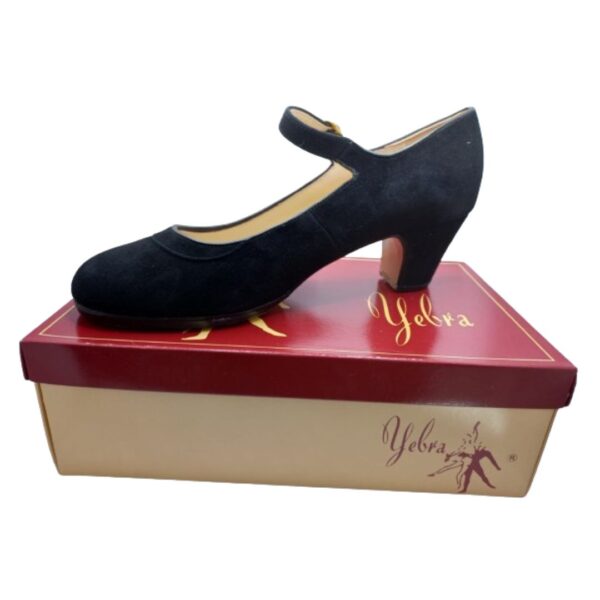 Zapatos de flamenco profesionales Carmen. En ante y color negro. Tacón bajo (6cms)
