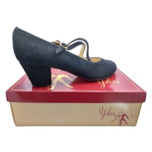 Zapatos de flamenco profesionales Ana En ante. Color negro. Tacón cubano (6cm)